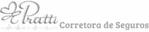 Logo - Coração em laço e nome da corretora - Pratti Corretora de Seguros Prata